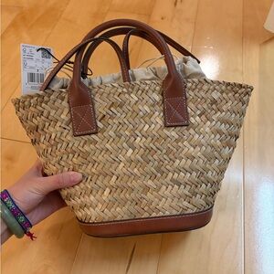 Mango Brown Woven Basket Bag